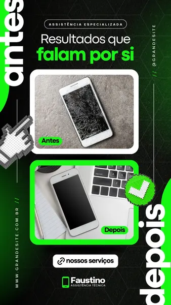 Antes E Depois Assistência Técnica De Smartphone Moderno Preto E Verde Story Do Instagram