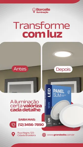 Antes E Depois Painel De Led Loja De Iluminação Moderno Vermelho E Branco Story Do Instagram