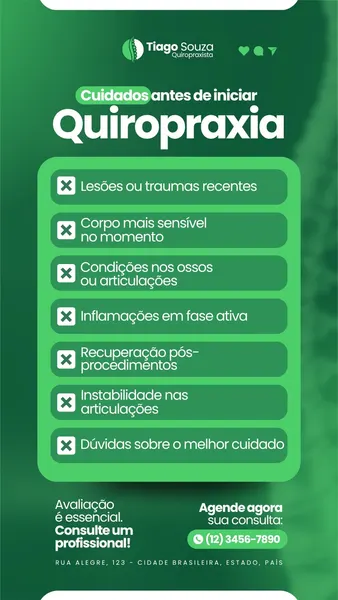 Cuidados Antes De Iniciar Profissional Quiropraxista Moderno Verde E Branco Post Para Instagram