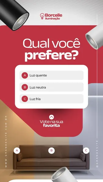 Enquete Sobre Luz Loja De Iluminação Moderno Vermelho E Branco Story Do Instagram