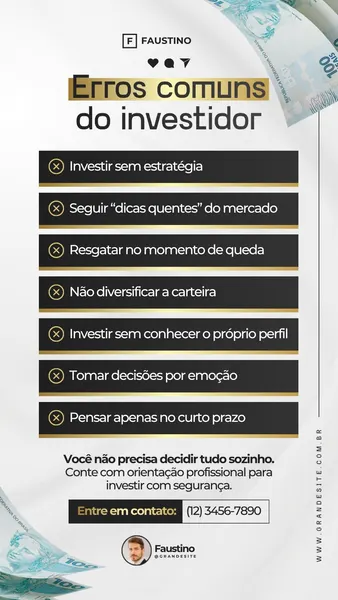 Erros Comuns Do Investidor Assessor De Investimentos Moderno Preto E Dourado Story Instagram