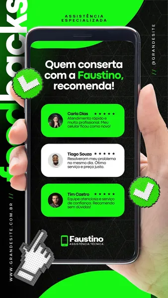 Feedback De Clientes Assistência Técnica Para Smartphone Moderno Preto E Verde Story Do Instagram