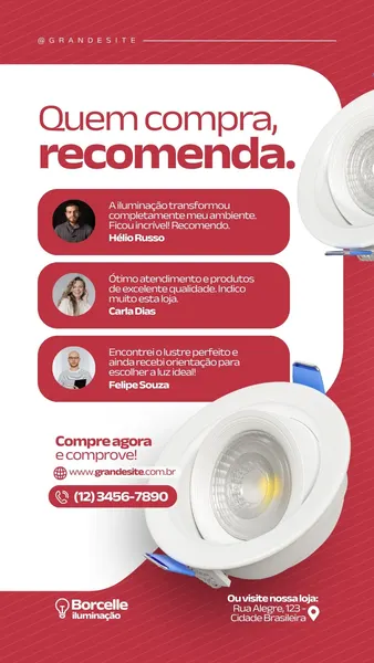 Feedback De Clientes Led Loja De Iluminação Moderno Vermelho E Branco Story Do Instagram
