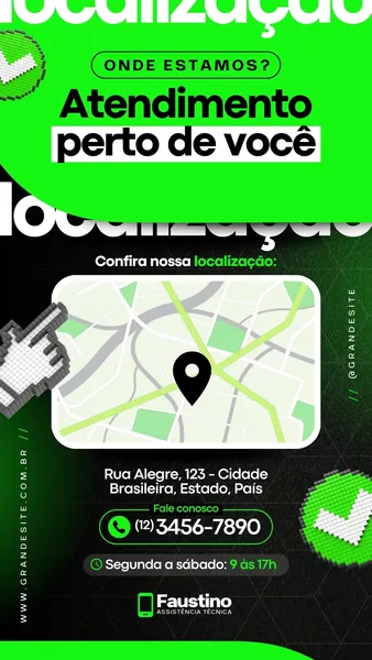 Nossa Localização Assistência Técnica DeSmartphone Moderno Preto E Verde Story Do Instagram