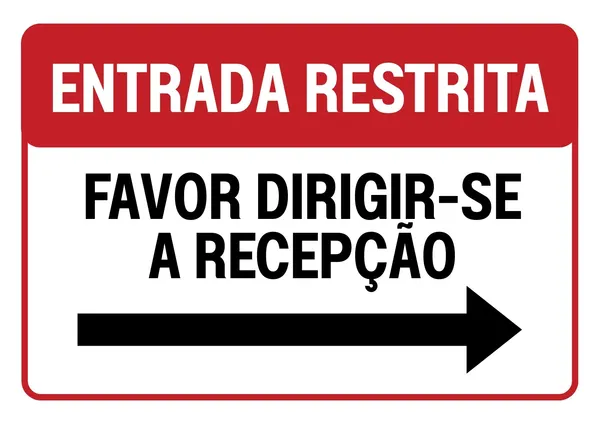 Placa Entrada Restrita Dirigir-se A Recepção Minimalista Vermelho E Branco Documento A4