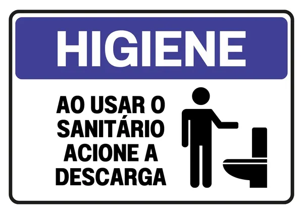 Placa Higiene Sanitário Descarga Minimalista Azul Preto E Branco Documento A4