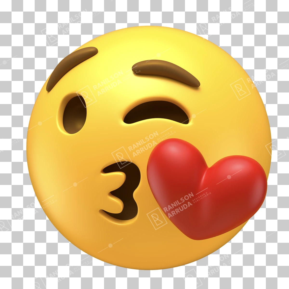 Emoji 3D Mandando Beijo com Coração